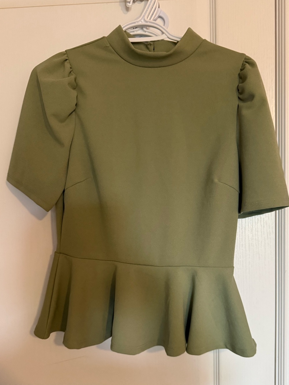 Fashion Nova Olive Green Mock Neck Peplum Top